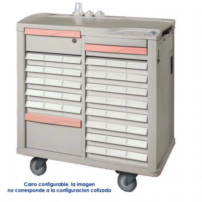 Carro de medicamentos de doble cuerpo