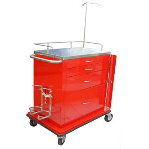 Carro rojo para emergencias con 4 cajones