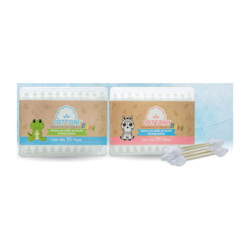 COTTONI - COTTON APPLICATORS FOR BABIES / BAMBOO STICK / 55 CT