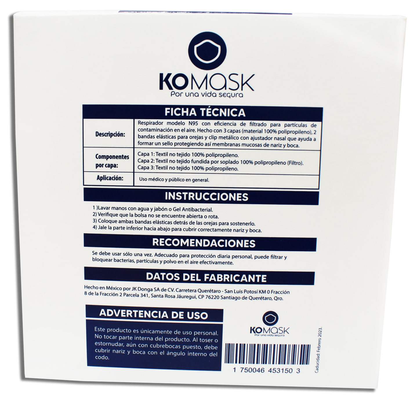 KOMASK 1,000-Count 3-Ply N95 Daily Face Masks