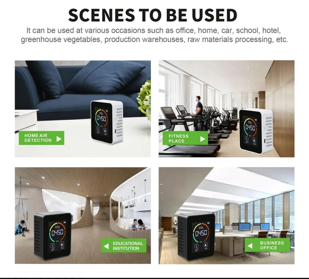 Portable Indoor CO2 Meter Detector, Multifunctional - Immediate Delivery