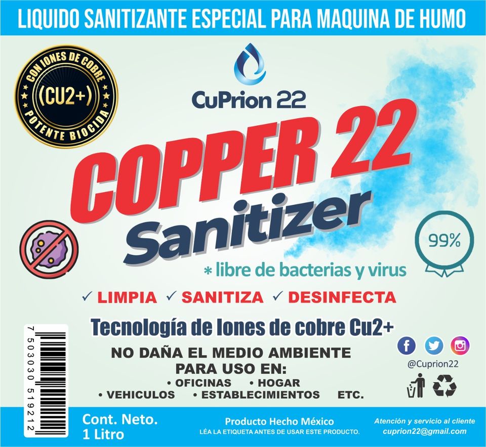 Sanitizing Liquid for Fog Machine 1 Liter Cu2+