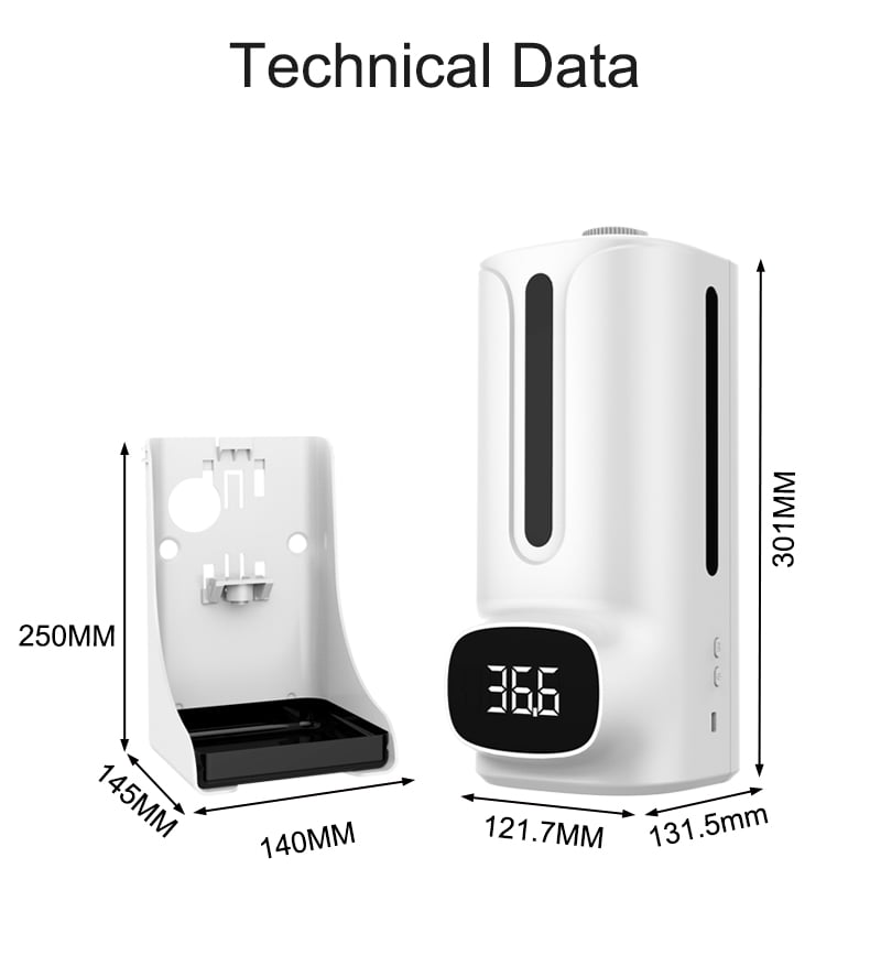 K9 Pro Plus Thermometer Liquid Soap Dispenser, 1200ml (Tripod Included)