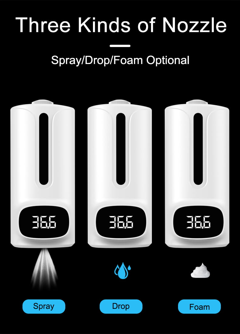 K9 Pro Plus Thermometer Liquid Soap Dispenser, 1200ml (Tripod Included)