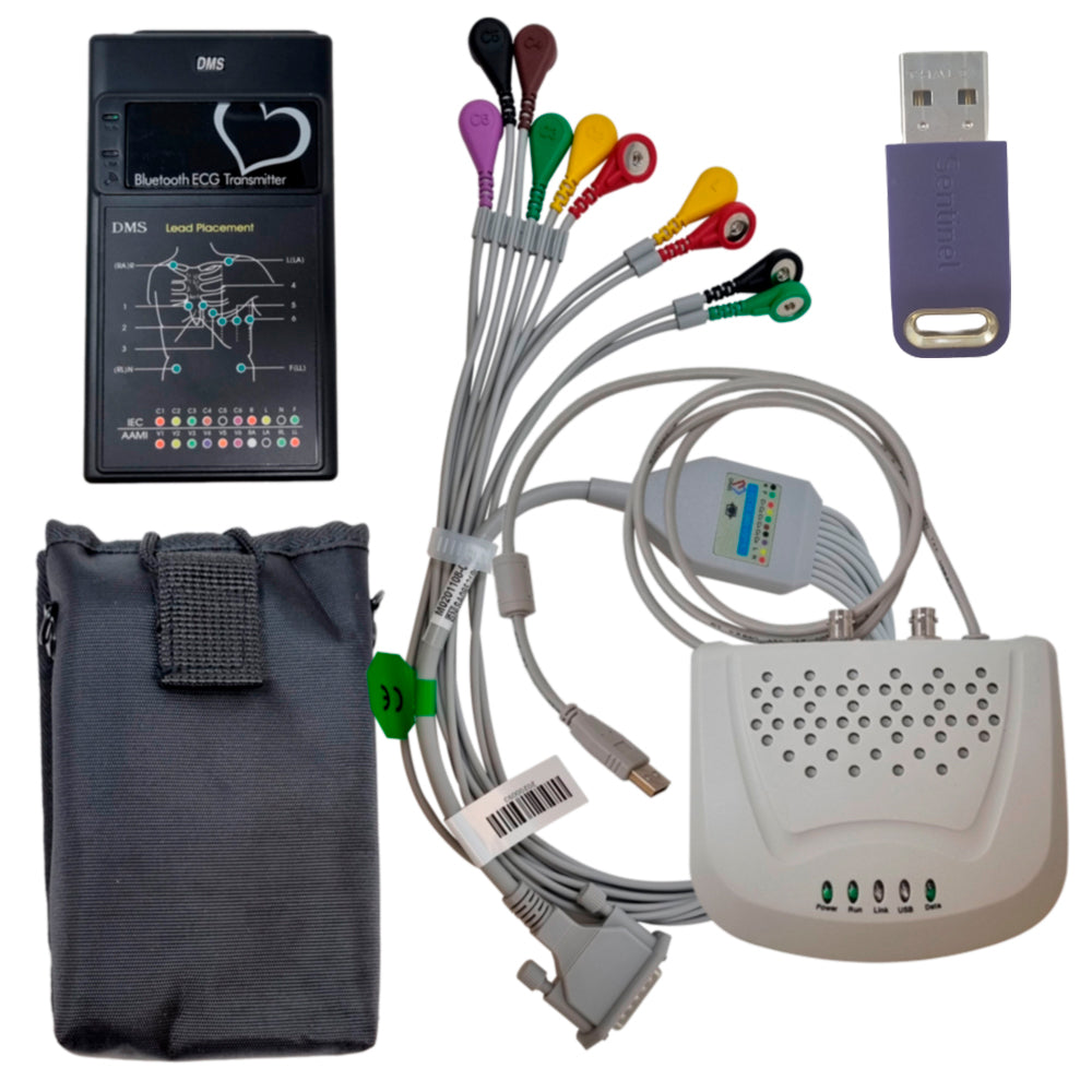 Prueba de esfuerzo DMS CardioScan, sistema de adquisición de ECG Bluetooth de 12 derivaciones con licencia USB para cardiología.