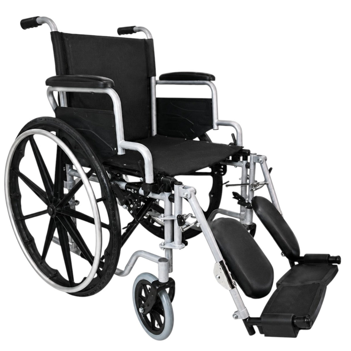 Silla de ruedas de acero esmaltado Bienstar BME4618 con elevapiernas desmontables, 45 cm, asiento cómodo y estructura resistente.