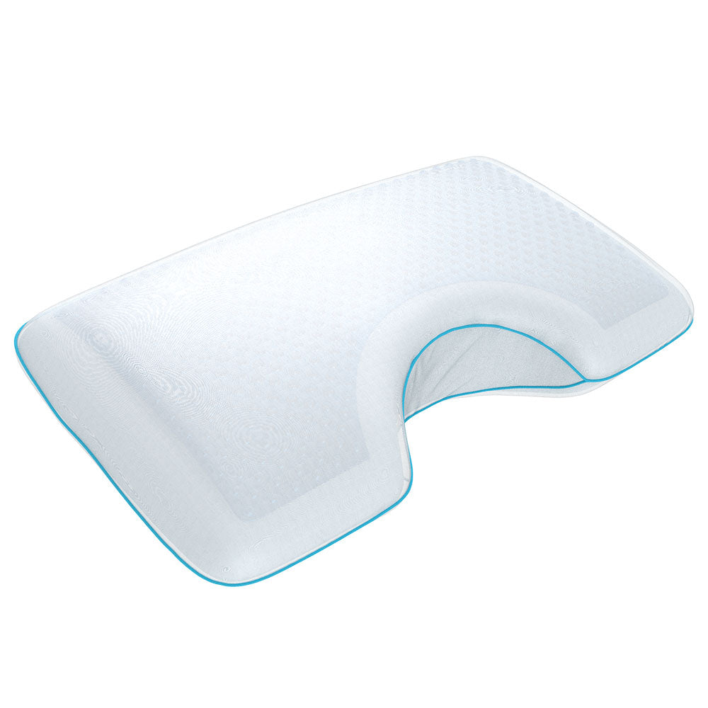 Almohada de gel TheraMart para cuidado en casa y habitación del paciente, con diseño ergonómico y funda suave.