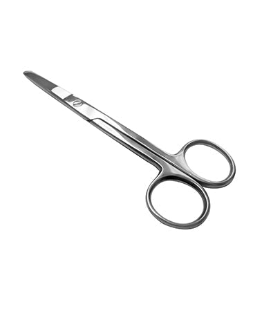 Tijera quirúrgica recta HERGOM Roma de 14 cm, instrumental hospitalario para procedimientos quirúrgicos en color plateado.