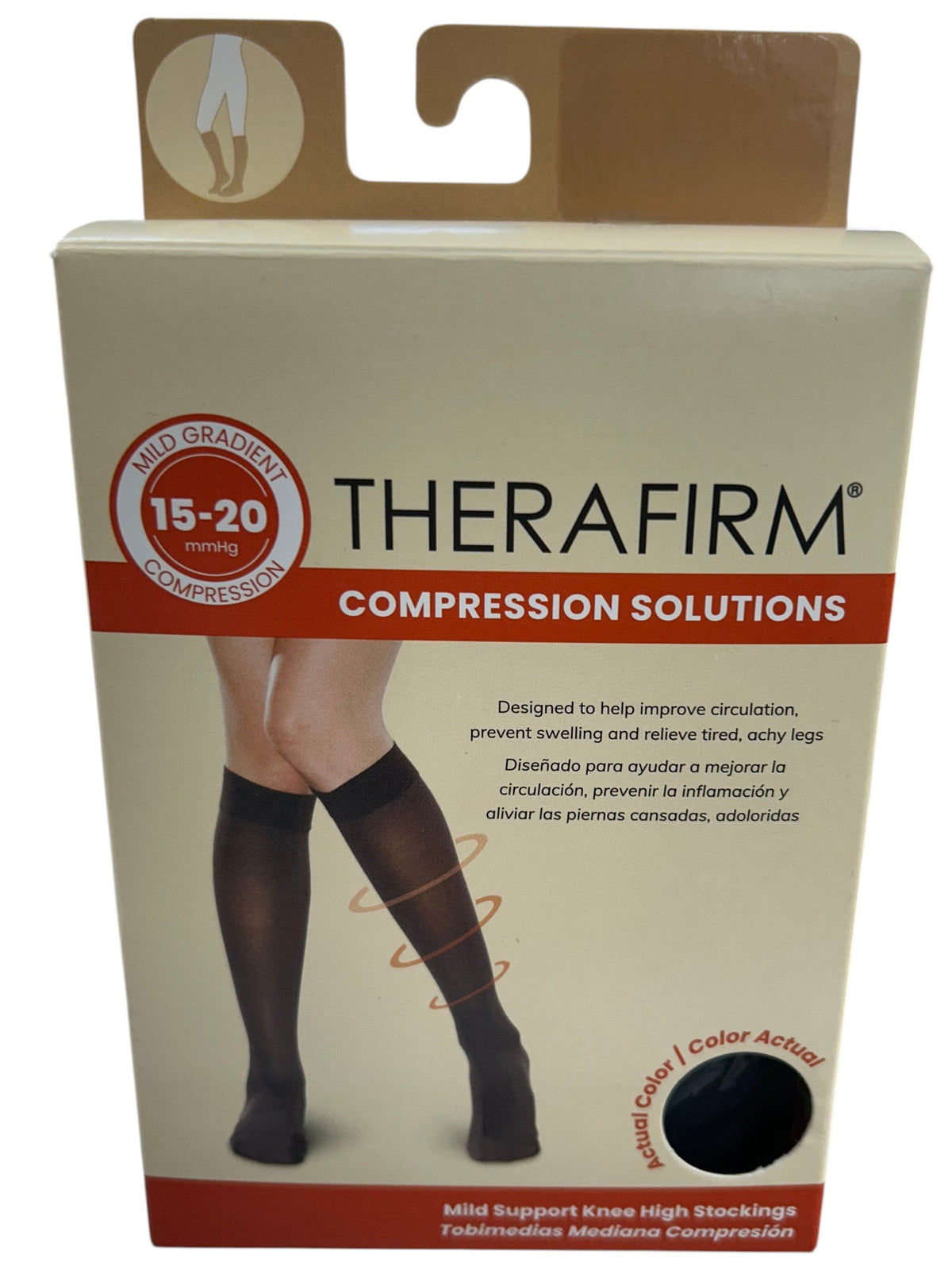 Medias de compresión Therafirm Tobimedia Mediana 15-20 mmHg, especialidades para mejor circulación y soporte en las piernas.