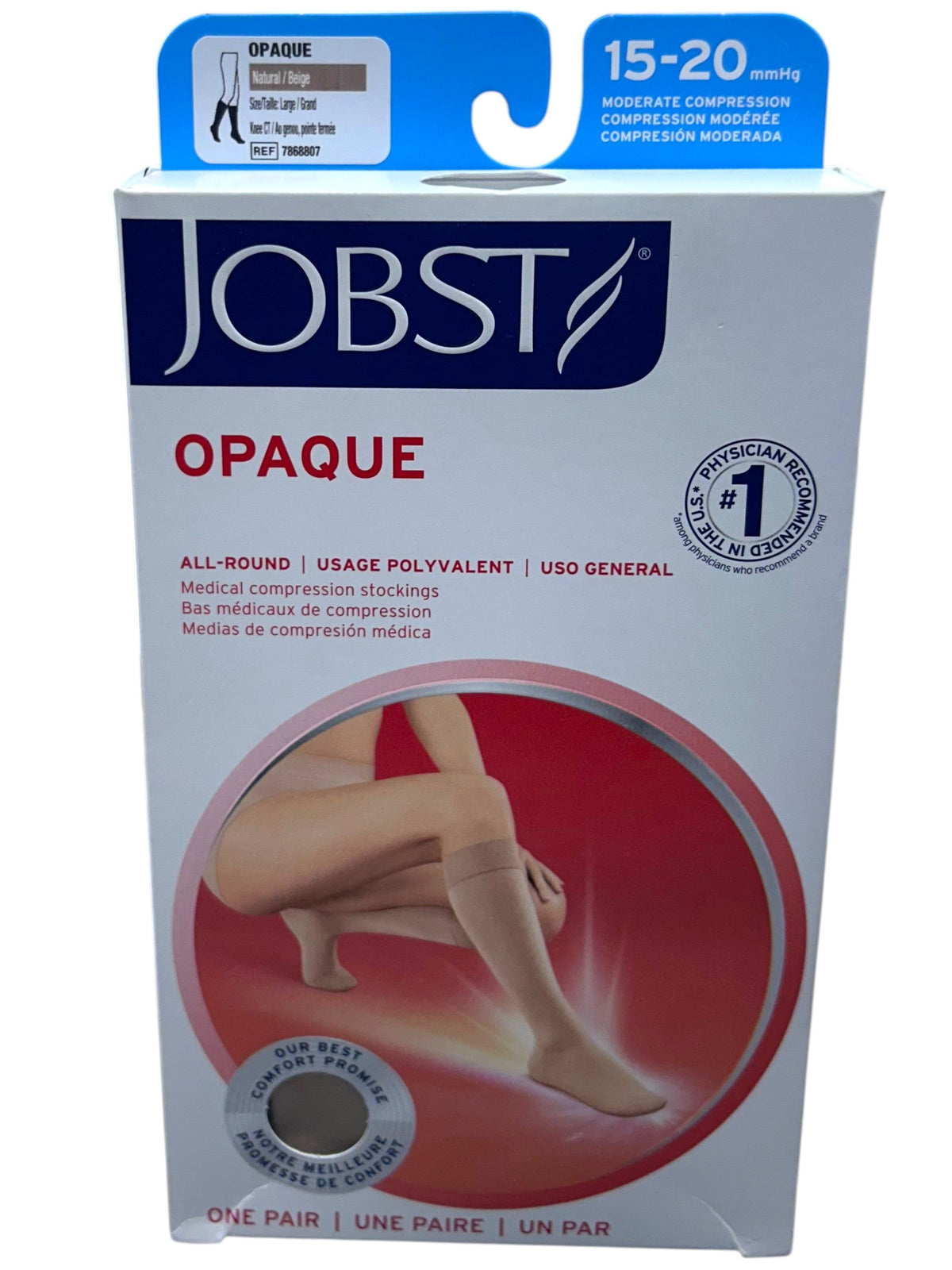 Medias de compresión opacas JOBST para rodilla, 15-20 mm Hg, punta cerrada, ideales para soporte y circulación en las piernas.
