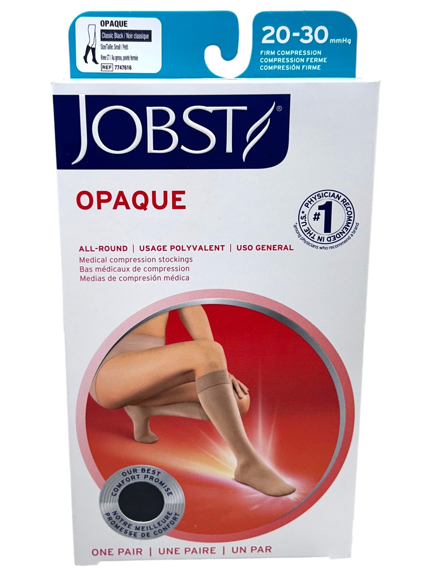 Media Opaque rodilla chica compresion 20-30 mm hg punta cerrada